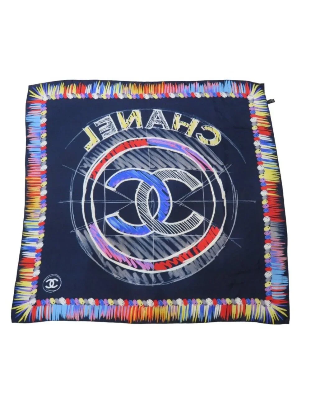 Chanel Scarf Silk Scarves Blue